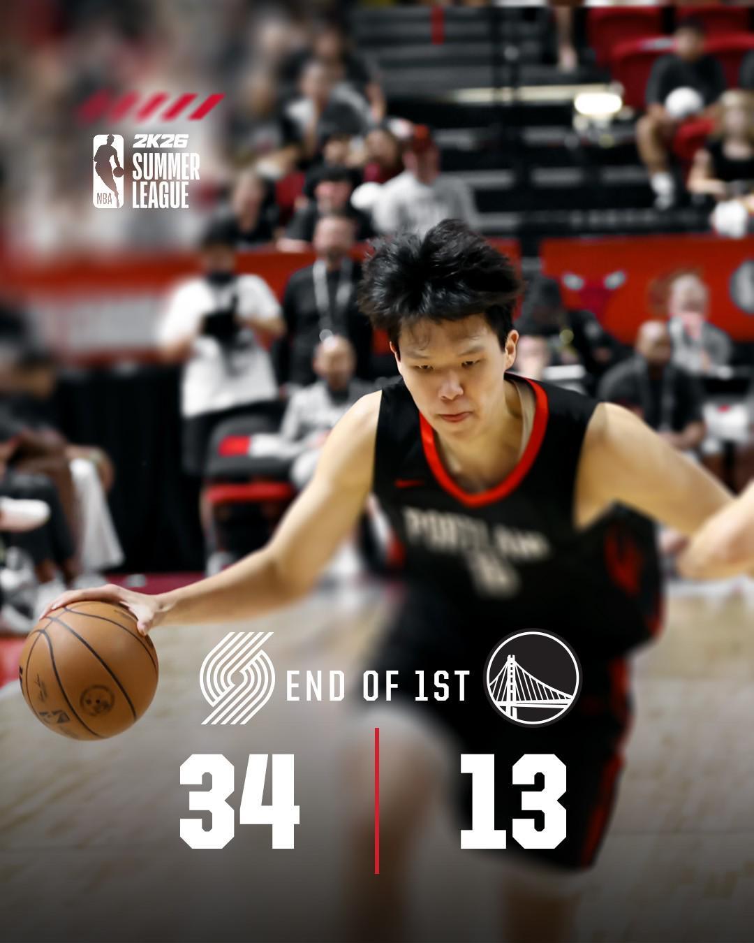 表现亮眼，杨瀚森半场登场14分钟，3中2得到8分2板2助2帽